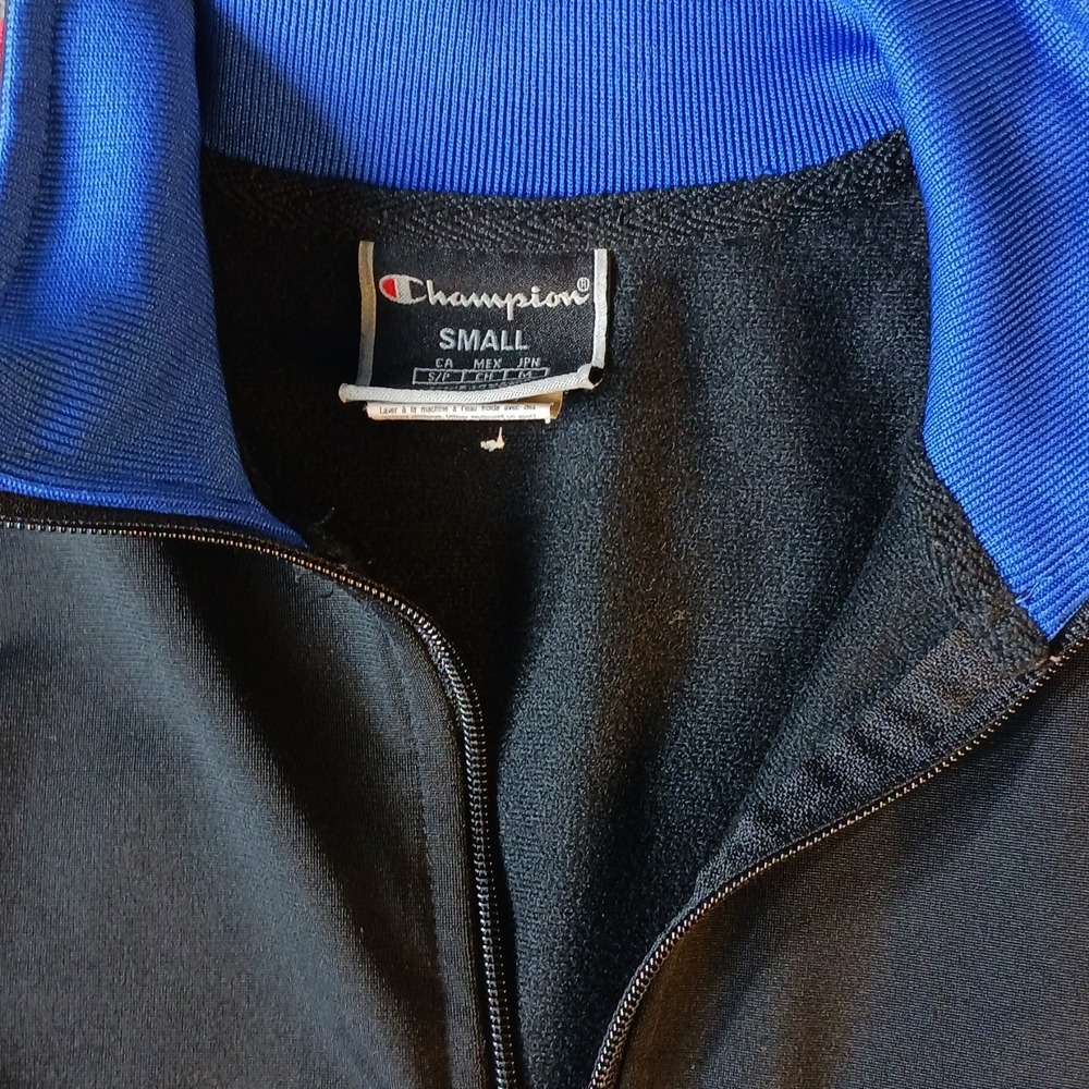 Champion Men's Full Zip Colorblock Track Jacket S Black/Blue/Red Logo Pockets